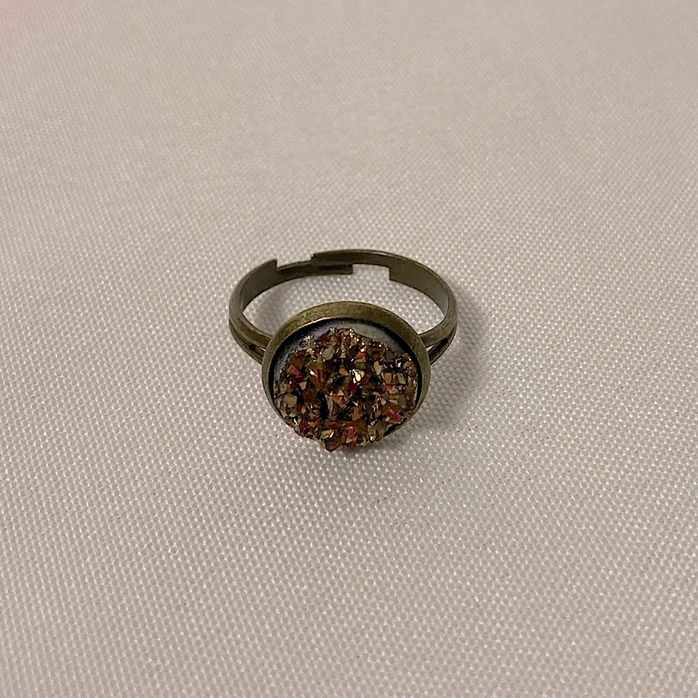 ⭐️ Orange Faux Geode Bronze Ring Size Adjustable